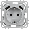 FLITE Розетка 1-местная с заземлением с защитными шторками 16А с USB A+A 3,1А безвинтовое крепление РСЮша11-1-ФлА алюминий IEK