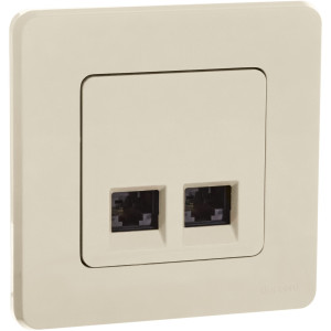 INSPIRIA Розетка компьютерная двойная RJ45 категория 5Е UTP слоновая кость