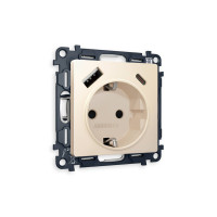 MA330010 Комплект механизма электрической розетки ALFA Бежевый матовый 2USB AC 20W быстрая зарядка сз QUANT AP3300, VM160 AMBRELLA VOLT