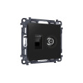 MA812510 Комплект механизма розетки компьютерной  TV оконечной RJ-45 с автоматической защитной шторкой ALFA Черный матовый AP8125, VM195 AMBRELLA VOLT
