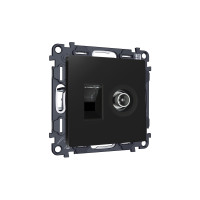 MA812510 Комплект механизма розетки компьютерной  TV оконечной RJ-45 с автоматической защитной шторкой ALFA Черный матовый AP8125, VM195 AMBRELLA VOLT