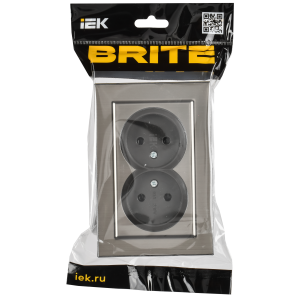 BRITE Розетка 2-местная без заземления без защитных шторок 10А в сборе РС12-2-БрГН металл хром/никель IEK