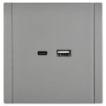 FORTE&PIANO Розетка USB A+C 18Вт FP551 сталь IEK