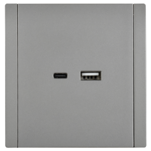 FORTE&PIANO Розетка USB A+C 18Вт FP551 сталь IEK