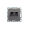 BRITE Розетка компьютерная двойная RJ45 кат.5E РК10-2-БрС сталь IEK