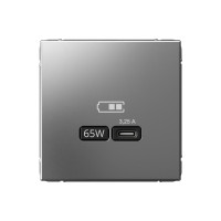 ARTGALLERY USB РОЗЕТКА тип-С 65Вт высокоскор.заряд. QC, PD, механизм, СТАЛЬ GAL000927