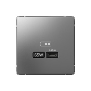 ARTGALLERY USB РОЗЕТКА тип-С 65Вт высокоскор.заряд. QC, PD, механизм, СТАЛЬ GAL000927