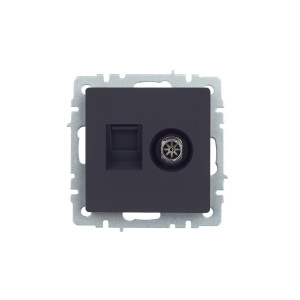 BRITE Розетка двойная TV+RJ45 кат.5E РТВ/РК12-БрГ графит IEK