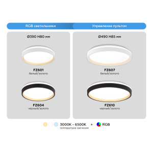Потолочный светодиодный светильник с пультом 3000K-6400K+RGB 66Вт