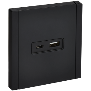 FORTE&PIANO Розетка USB A+C 18Вт FP151M металл черный IEK