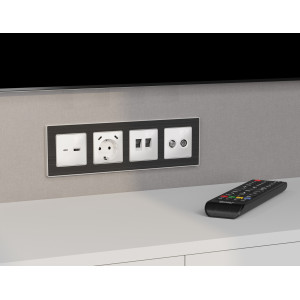 MA110510 Комплект механизма электрической розетки 2USB СC 20W сз на винтовых зажимах 16A-250V ALFA Белый глянец QUANT AP1105, VM165 AMBRELLA VOLT