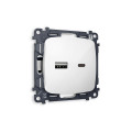 MO111010 Комплект механизма розетки OMEGA Белый глянец 2USB AC 20W быстрая зарядка QUANT OP1110, VM177 AMBRELLA VOLT