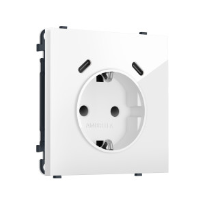 MS110510 Комплект механизма электрической розетки SIGMA Белый глянец 2USB СC 20W быст. зар. сз сш 16A-250V QUANT PRO SP1105, PR165