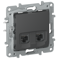 IEKETIKA Розетка компьютерная двойная RJ45 категория 5Е UTP 6712551 графит IEK