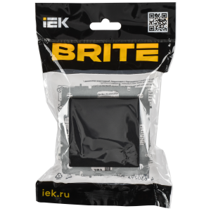 BRITE Выключатель 1-клавишный проходной 10А безвинтовое крепление ВС11-1-6-БрЧ черный IEK