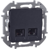 INSPIRIA Розетка компьютерная двойная RJ45 категория 6 UTP антрацит