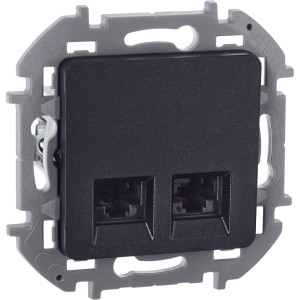 INSPIRIA Розетка компьютерная двойная RJ45 категория 6 UTP антрацит