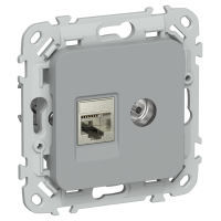 FLITE Розетка 2-местная RJ45/TV категория 6 STP РКТВ6-2-1-ФлС серый IEK