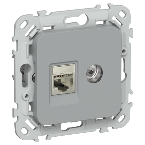 FLITE Розетка 2-местная RJ45/TV категория 6 STP РКТВ6-2-1-ФлС серый IEK