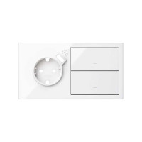 Simon 100 Белый глянец Кит 2 поста, фронт. Накладка на 1 розетку Schuko с з/у USB SC + 2 клавиши выключателей
