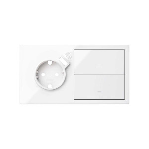 Simon 100 Белый глянец Кит 2 поста, фронт. Накладка на 1 розетку Schuko с з/у USB SC + 2 клавиши выключателей