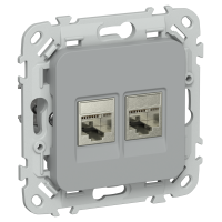 FLITE Розетка 2-местная RJ45/RJ11 категория 5Е/3 STP РКТ5е/3-2-1-ФлС серый IEK