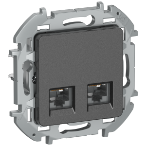IEKINSPIRIA Розетка компьютерная двойная RJ45 категория 5Е UTP 6738381 антрацит IEK
