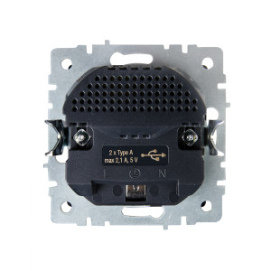 BRITE Розетка 1-местная с заземлением с защитными шторками 16А с USB AA 5В 2,1А РЮш10-1-БрГ графит IEK
