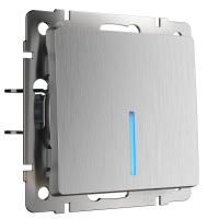 W1110109/ Выключатель одноклавишный с подсветкой (cеребряный рифленый)