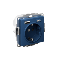 ATLASDESIGN РОЗЕТКА 16А c 2 USB AC, 5В2,4А3,0А, 2х5В1,5А, механизм, АКВАМАР ATN001132