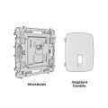 MO512005 Комплект механизма компьютерной розетки RJ-45 экранированной с автоматической защитной шторкой OMEGA Сталь матовый QUANT OP5120, VM185 AMBRELLA VOLT