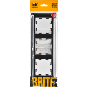 BRITE Рамка 3-местная РУ-3-Бр хром/черный IEK
