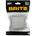 BRITE Выключатель 2-клавишный 10А ВС10-2-0-БрГН металл хром/никель IEK