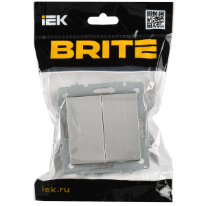 BRITE Выключатель 2-клавишный 10А ВС10-2-0-БрГН металл хром/никель IEK
