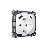 MO130010 Комплект механизма электрической розетки OMEGA Белый матовый 2USB AC 20W быстрая зарядка сз QUANT OP1300, VM160 AMBRELLA VOLT