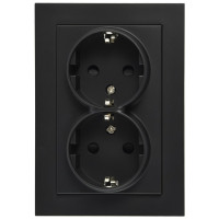 Jasmart G Черный матовый Розетка с/з двойная со шторками 16A 250V~ G5504PB