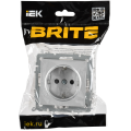 BRITE Розетка 1-местная с заземлением с защитными шторками 16А безвинтовое крепление РС24-1-0-БрА алюминий IEK