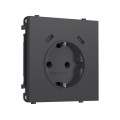 MS910510 Комплект механизма электрической розетки SIGMA Графит Мягкое касание 2USB С+C 20W (быст. зар.) с/з с/ш 16A-250V QUANT PRO (SP9105, PR165)