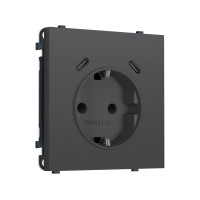 MS910510 Комплект механизма электрической розетки SIGMA Графит Мягкое касание 2USB С+C 20W (быст. зар.) с/з с/ш 16A-250V QUANT PRO (SP9105, PR165)