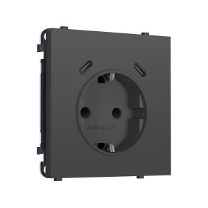 MS910510 Комплект механизма электрической розетки SIGMA Графит Мягкое касание 2USB С+C 20W (быст. зар.) с/з с/ш 16A-250V QUANT PRO (SP9105, PR165)