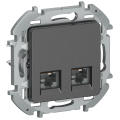 IEKINSPIRIA Розетка компьютерная двойная RJ45 категория 6 UTP 6738431 антрацит IEK