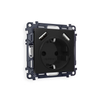 MA809010 Комплект механизма электрической розетки ALFA Черный матовый 2USB AA 18W быстрая зарядка сз QUANT AP8090, VM155 AMBRELLA VOLT