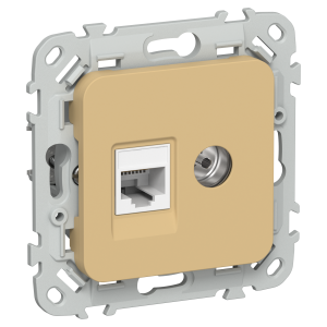 FLITE Розетка 2-местная RJ45/TV категория 5Е UTP РКТВ5е-2-0-ФлШм шамуа IEK