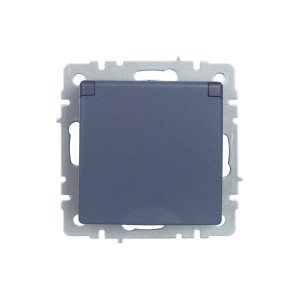 BRITE Розетка 1-местная с заземлением с защитными шторками и крышкой 16А IP20 РСбш10-3-БрМ маренго IEK