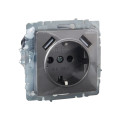 BRITE Розетка 1-местная с заземлением с защитными шторками 16А с USB AA 5В 3,1А РЮш10-2-БрС сталь IEK