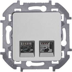 INSPIRIA Розетка компьютерная двойная RJ45 категория 5Е UTP алюминий