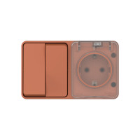 ATLASDESIGN PROFI IP54 О/У БЛОК: РОЗЕТКА с заземл. со шт., 16А, ВЫКЛЮЧАТЕЛЬ 2-клав., 10АХ, ТЕРРАКОТОВЫЙ ATN547074