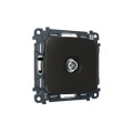 MO813005 Комплект механизма TV розетки оконечной экранированной 5-1000MHz 3dB OMEGA Черный матовый QUANT OP8130, VM199 AMBRELLA VOLT
