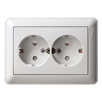 Розетка 2-м СП W59 16А IP20 с заземл. защ. шторки в сборе бел. SE RS16-255-18