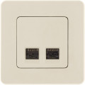 INSPIRIA Розетка компьютерная двойная RJ45 категория 5Е UTP слоновая кость